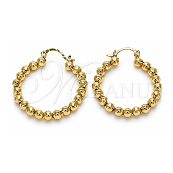 Oro Laminado Medium Hoop, Gold Filled Style Ball Design, Polished, Golden Finish, 02.385.0002.30
