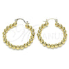 Oro Laminado Medium Hoop, Gold Filled Style Ball Design, Polished, Golden Finish, 02.385.0002.30