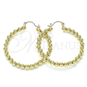 Gold Filled Hoop Earrings — Medium Hoop Ball Design Polished 02. — main product view — SKU 142957 | Oro Laminado aretes de aro — Medium Hoop Ball diseño pulido 02. — SKU 142957