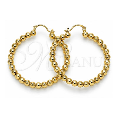 Oro Laminado Medium Hoop, Gold Filled Style Ball Design, Polished, Golden Finish, 02.385.0002.40