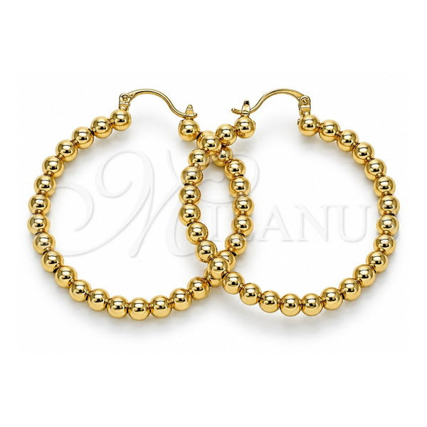 Oro Laminado Medium Hoop, Gold Filled Style Ball Design, Polished, Golden Finish, 02.385.0002.40