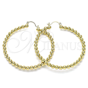 Gold Filled Hoop Earrings — Large Hoop Ball Design Polished 02. — main product view — SKU 142958 | Oro Laminado aretes de aro — Large Hoop Ball diseño pulido 02. — SKU 142958