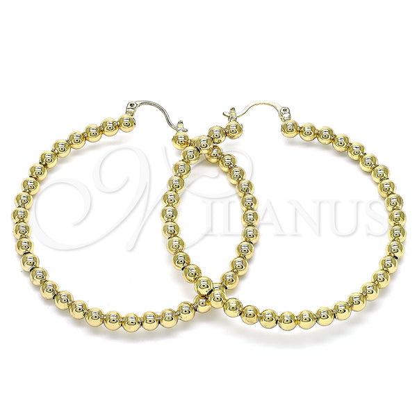 Gold Filled Hoop Earrings — Large Hoop Ball Design Polished 02. — main product view — SKU 142958 | Oro Laminado aretes de aro — Large Hoop Ball diseño pulido 02. — SKU 142958