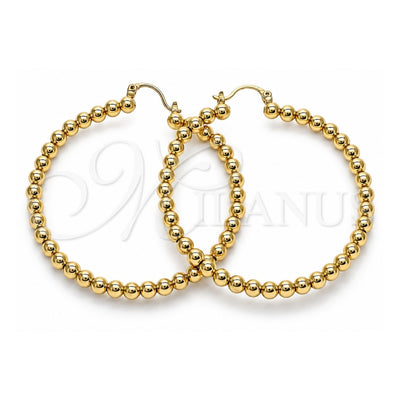 Oro Laminado Large Hoop, Gold Filled Style Ball Design, Polished, Golden Finish, 02.385.0002.50