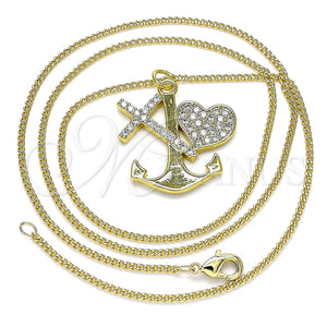 Gold Filled Necklace — Pendant Necklace Anchor and Cross Design with White — main product view — SKU 142967 | Oro Laminado collar — Pendant Necklace Anchor and cruz diseño with blanco — SKU 142967