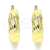 Oro Laminado Medium Hoop, Gold Filled Style Twist Design, Polished, Golden Finish, 02.163.0146.30