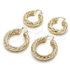 Oro Laminado Medium Hoop, Gold Filled Style Twist Design, Polished, Golden Finish, 02.163.0146.30