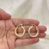 Oro Laminado Small Hoop, Gold Filled Style Twist and Hollow Design, Polished, Golden Finish, 02.163.0150.25