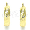 Oro Laminado Small Hoop, Gold Filled Style Twist and Hollow Design, Polished, Golden Finish, 02.163.0150.25