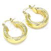 Oro Laminado Small Hoop, Gold Filled Style Twist and Hollow Design, Polished, Golden Finish, 02.163.0150.25