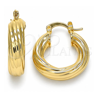 Oro Laminado Small Hoop, Gold Filled Style Twist and Hollow Design, Polished, Golden Finish, 02.163.0150.25