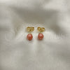 Gold Filled Ring — Stud Earring Ball Design with Pink Pearl Polished — alternate product view — SKU 142984 | Oro Laminado anillo — Stud Earring Ball diseño with Pink Pearl pulido — SKU 142984