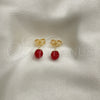 Gold Filled Ring — Stud Earring Ball Design with Garnet Pearl Polished — alternate product view — SKU 142986 | Oro Laminado anillo — Stud Earring Ball diseño with Garnet Pearl pulido — SKU 142986