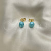 Oro Laminado Stud Earring, Gold Filled Style Ball Design, with Turquoise Pearl, Polished, Golden Finish, 02.63.2124.2