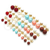 Oro Laminado Stud Earring, Gold Filled Style Ball Design, with Turquoise Pearl, Polished, Golden Finish, 02.63.2124.2