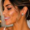 Oro Laminado Stud Earring, Gold Filled Style Ball Design, with Turquoise Pearl, Polished, Golden Finish, 02.63.2121.2