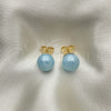 Oro Laminado Stud Earring, Gold Filled Style Ball Design, with Turquoise Pearl, Polished, Golden Finish, 02.63.2121.2
