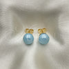 Oro Laminado Stud Earring, Gold Filled Style Ball Design, with Turquoise Pearl, Polished, Golden Finish, 02.63.2121.2