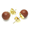 Oro Laminado Stud Earring, Gold Filled Style Ball Design, with Brown Goldstone Venturina, Polished, Golden Finish, 02.63.2121.4
