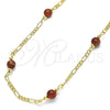 Oro Laminado Fancy Necklace, Gold Filled Style Ball Design, with Brown Goldstone Venturina, Polished, Golden Finish, 04.63.1410.18 (03 MM Thickness, 18 Inches Length)