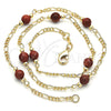 Oro Laminado Fancy Necklace, Gold Filled Style Ball Design, with Brown Goldstone Venturina, Polished, Golden Finish, 04.63.1410.18 (03 MM Thickness, 18 Inches Length)