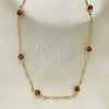 Oro Laminado Fancy Necklace, Gold Filled Style Ball Design, with Brown Goldstone Venturina, Polished, Golden Finish, 04.63.1410.18 (03 MM Thickness, 18 Inches Length)