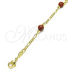 Oro Laminado Fancy Anklet, Gold Filled Style Ball Design, with Brown Goldstone Venturina, Polished, Golden Finish, 04.63.1410.10 (03 MM Thickness, 10 Inches Length)