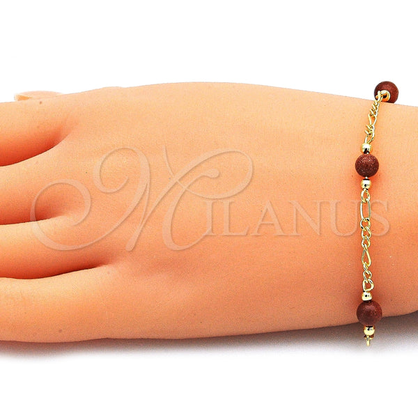 Gold Filled Bracelet — Fancy Bracelet Ball Design with Brown Goldstone Venturina — alternate product view — SKU 142998 | Oro Laminado brazalete — elegante Bracelet Ball diseño with Brown Goldstone Venturina — SKU 142998
