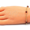Oro Laminado Fancy Bracelet, Gold Filled Style Ball Design, with Brown Goldstone Venturina, Polished, Golden Finish, 04.63.1410.08 (03 MM Thickness, 8 Inches Length)