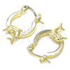 Oro Laminado Small Hoop, Gold Filled Style Dolphin Design, Polished, Golden Finish, 02.63.2710.15