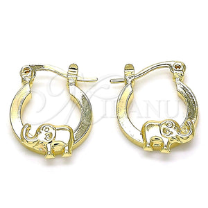 Gold Filled Hoop Earrings — Small Hoop Elephant Design Polished 02.63. — main product view — SKU 143001 | Oro Laminado aretes de aro — Small Hoop Elephant diseño pulido 02.63. — SKU 143001