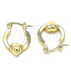 Oro Laminado Small Hoop, Gold Filled Style Heart Design, Polished, Golden Finish, 02.63.2712.15