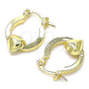 Oro Laminado Small Hoop, Gold Filled Style Heart Design, Polished, Golden Finish, 02.63.2712.15