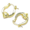Oro Laminado Small Hoop, Gold Filled Style Heart Design, Polished, Golden Finish, 02.63.2712.15