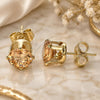 Oro Laminado Stud Earring, Gold Filled Style with Dark Champagne Cubic Zirconia, Polished, Golden Finish, 5.128.039.1