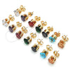 Oro Laminado Stud Earring, Gold Filled Style with Dark Champagne Cubic Zirconia, Polished, Golden Finish, 5.128.039.1