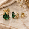 Oro Laminado Stud Earring, Gold Filled Style with Green Cubic Zirconia, Polished, Golden Finish, 5.128.039.2