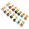 Oro Laminado Stud Earring, Gold Filled Style with Green Cubic Zirconia, Polished, Golden Finish, 5.128.039.2