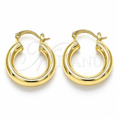 Oro Laminado Small Hoop, Gold Filled Style Hollow Design, Polished, Golden Finish, 02.170.0314.25