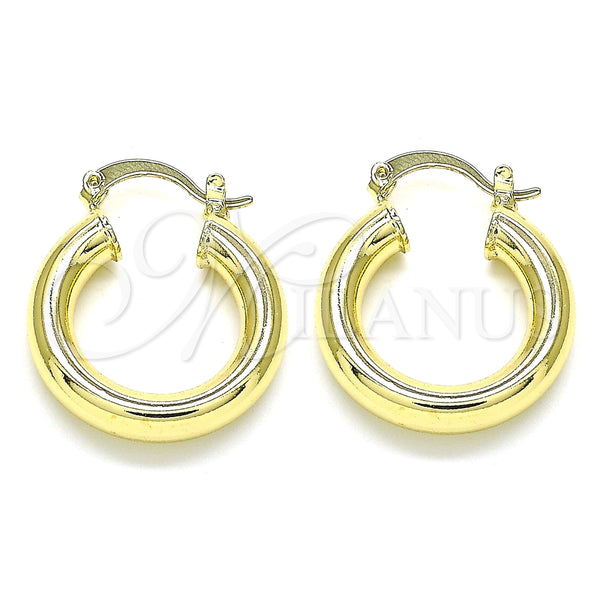 Gold Filled Hoop Earrings — Small Hoop Hollow Design Polished 02. — main product view — SKU 143009 | Oro Laminado aretes de aro — Small Hoop Hollow diseño pulido 02. — SKU 143009