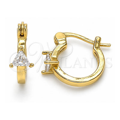 Oro Laminado Small Hoop, Gold Filled Style with White Cubic Zirconia, Polished, Golden Finish, 02.210.0501.12
