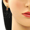 Oro Laminado Small Hoop, Gold Filled Style with Garnet Cubic Zirconia, Polished, Golden Finish, 02.210.0501.1.12