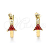 Oro Laminado Small Hoop, Gold Filled Style with Garnet Cubic Zirconia, Polished, Golden Finish, 02.210.0501.1.12