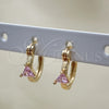 Oro Laminado Small Hoop, Gold Filled Style with Pink Cubic Zirconia, Polished, Golden Finish, 02.210.0501.2.12