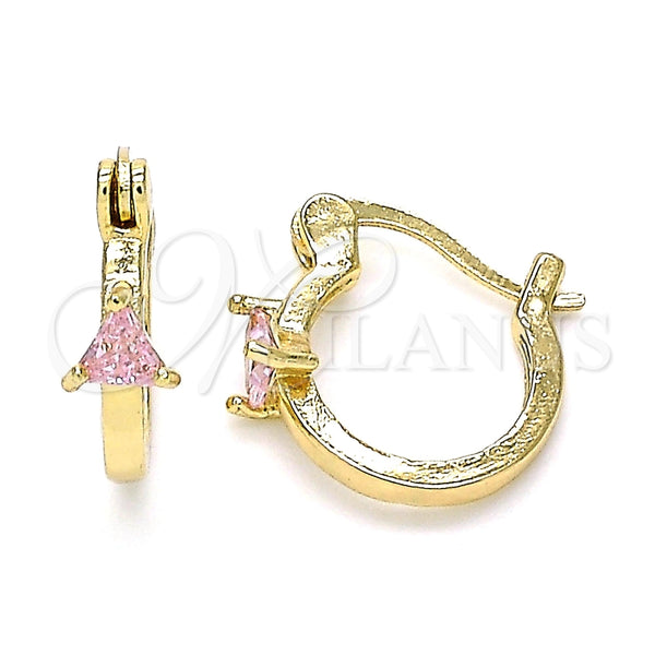 Gold Filled Hoop Earrings — Small Hoop with Pink Cubic Zirconia Polished 02. — main product view — SKU 143012 | Oro Laminado aretes de aro — Small Hoop with Pink Cubic Zirconia pulido 02. — SKU 143012