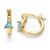 Oro Laminado Small Hoop, Gold Filled Style with Blue Topaz Cubic Zirconia, Polished, Golden Finish, 02.210.0501.4.12