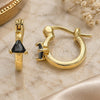 Oro Laminado Small Hoop, Gold Filled Style with Black Cubic Zirconia, Polished, Golden Finish, 02.210.0501.5.12