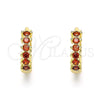 Oro Laminado Huggie Hoop, Gold Filled Style with Garnet Cubic Zirconia, Polished, Golden Finish, 02.284.0033.1.12