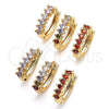 Oro Laminado Huggie Hoop, Gold Filled Style with Garnet Cubic Zirconia, Polished, Golden Finish, 02.284.0033.1.12