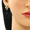 Oro Laminado Huggie Hoop, Gold Filled Style Butterfly Design, with Pink Micro Pave, Polished, Golden Finish, 02.284.0034.2.12